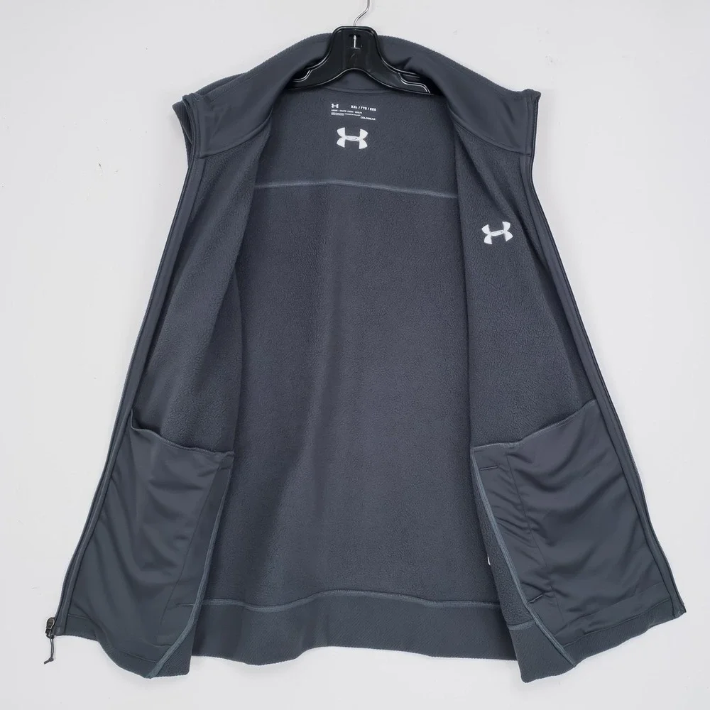 Under Armour Vest Mens XXL Grey ColdGear GOLF Full Zip Fleece